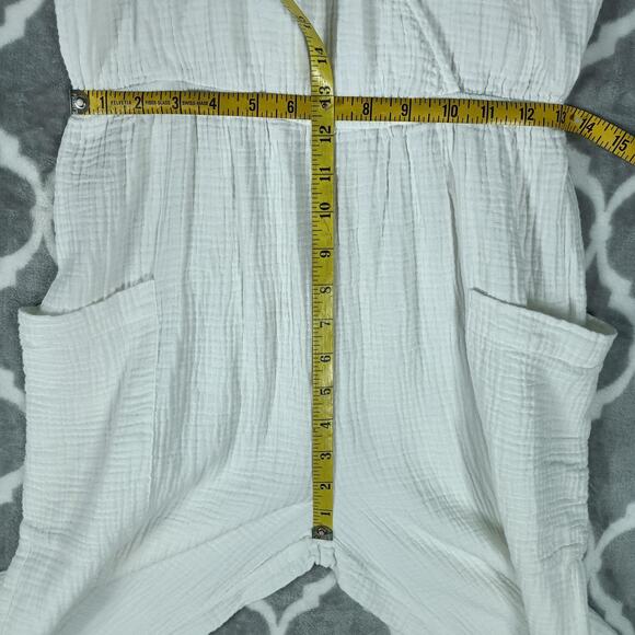 L Space Jumpsuit Womens Medium Gauze Puff Sleeve Pockets Boho Romper - Picture 6 of 14